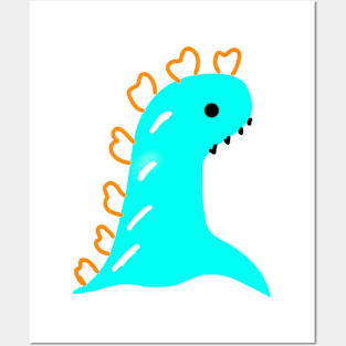 blue dinosaur design Posters and Art